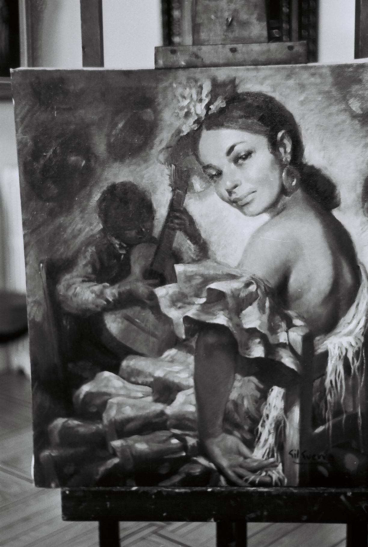 Mujer con guitarrista, null