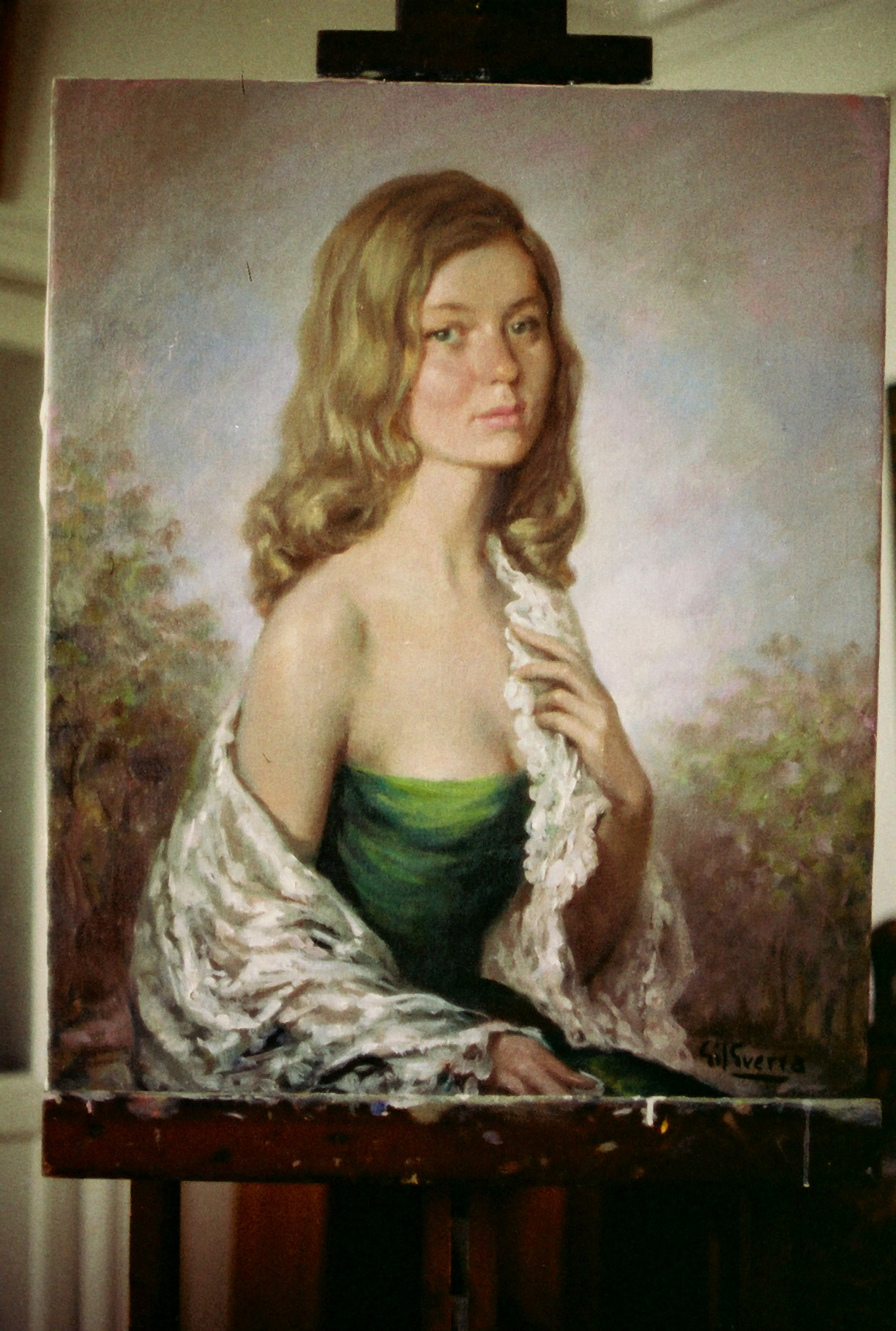 Retrato de dama con chal blanco, null