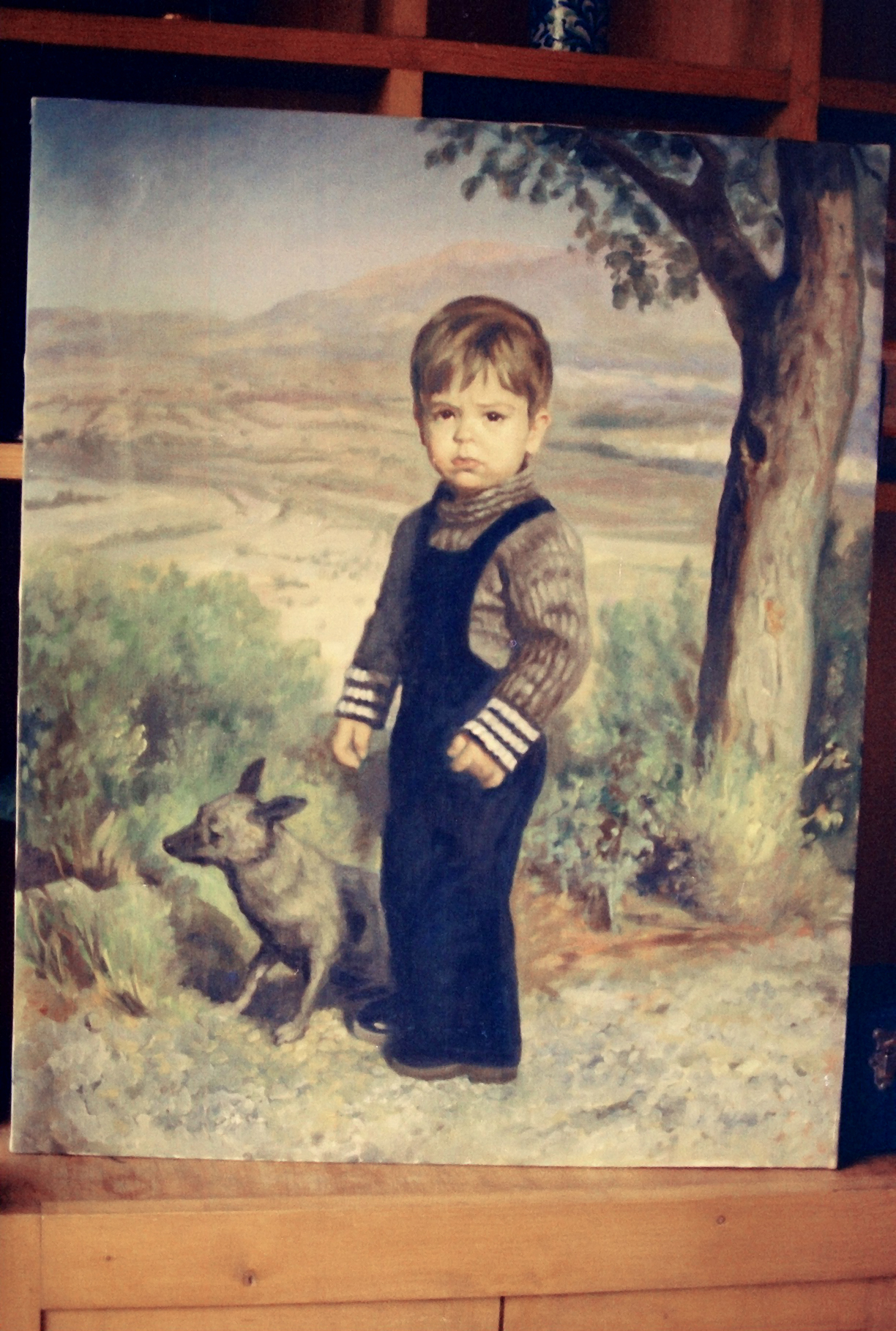 Retrato de niño con perro, null